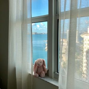 Sheer curtains in oatmeal color